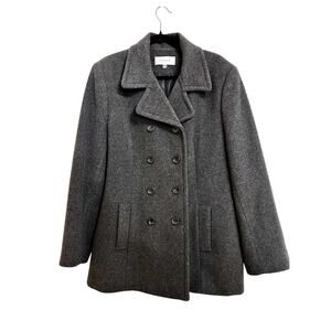 Jones Sport Pea Coat 16 Charcoal Grey Wool Cashmere Double Breasted Jacket